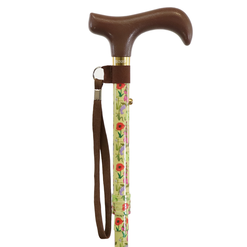 Folding Wild Flowers Adjustable Walking Stick